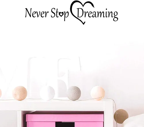 Vista 4 de English Proverbs Never Stop Dreaming - Calcomanía de pared con citas motivacionales para tiendas, ventanas, sala de estar, decoración del hogar