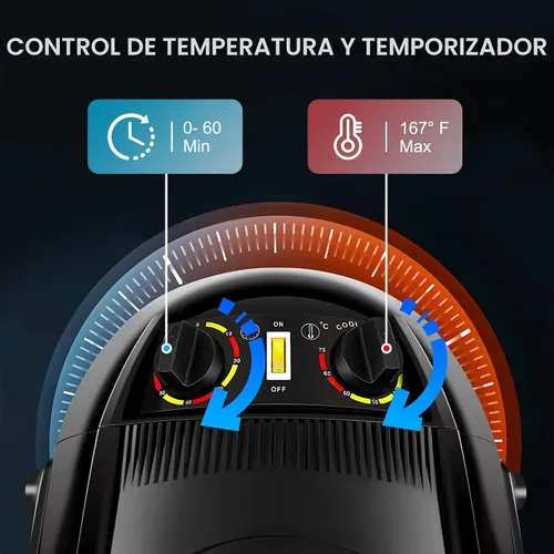 Vista 7 de Secador de pelo profesional de 1300W ajustable con capucha, de pie, base giratoria, con ruedas, para salón. Negro