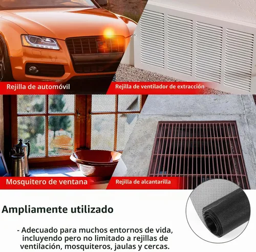 Vista 6 de AggAuto - Pantalla de malla de acero inoxidable 304 de 47 x 16 pulgadas, recubierta de cloruro de polivinilo, para rejilla de ventilación Negro