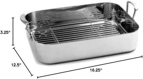 Vista 2 de Norpro KRONA - Asador con estante (acero inoxidable, 16,25 x 12,5 pulgadas)