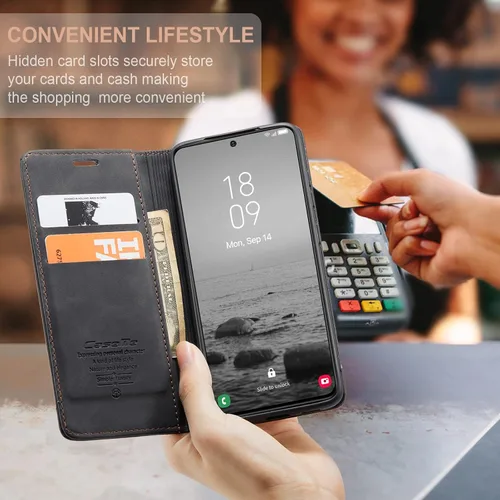 Vista 7 de Kowauri Funda para Samsung Galaxy S23, diseño clásico de piel con cierre magnético, con ranura para tarjetero, a prueba de golpes, funda protectora