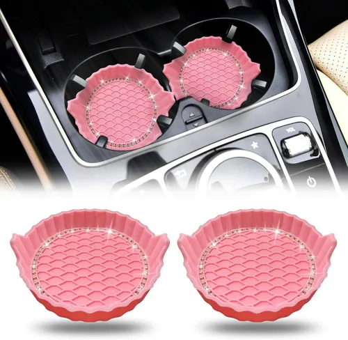 Vista 16 de Portavasos para automóvil, posavasos antideslizantes para automóvil, inserto universal para portavasos de automóvil, tapete de accesorios