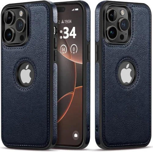 Vista 10 de Funda de cuero de lujo con diseño único para iPhone 14 Pro Max, antideslizante, resistente a los arañazos, ultra delgada, funda protectora