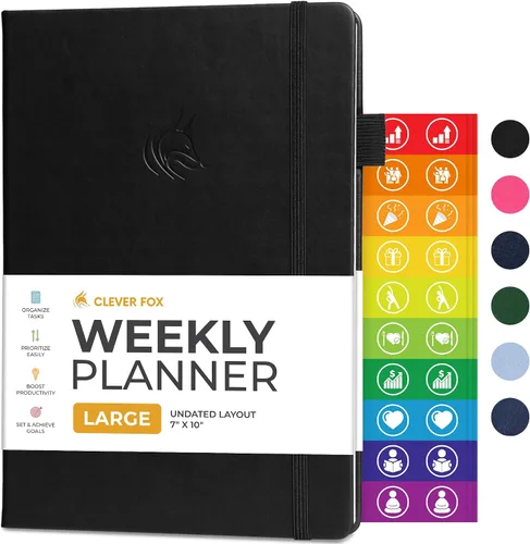 Vista 24 de Clever Fox Planner – Planificador semanal y mensual sin fecha para productividad, manejo del tiempo y objetivos – Diario organizador – A5