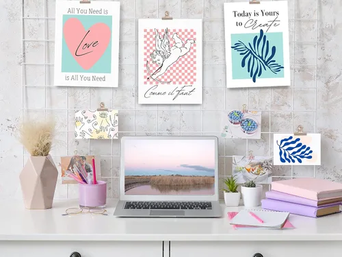 Vista 7 de Arte estético de pared de Matisse en tonos pastel, póster danés rosa y azul, decoración de pared inspiradora para mujeres, adolescentes y niñas