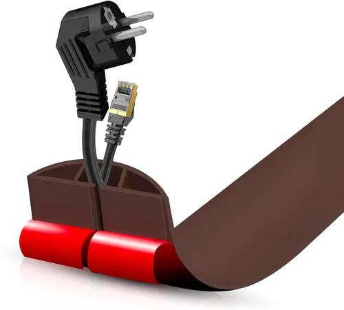 Vista 27 de Cubierta autoadhesiva para cables de suelo, gestión de cables de 3.3 pies, protector de tira de extensión para cables, evita tropiezos de cables