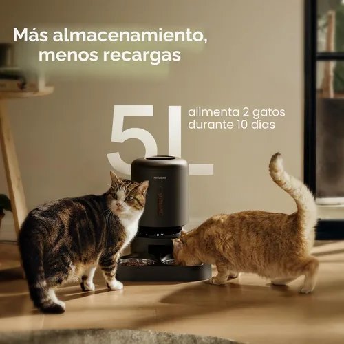 Vista 9 de PETLIBRO Comedero Automático para Gatos para 2 Gatos, Comederos WiFi 5G y 2.4G para Mascotas, Dispensador Programable de Comida para Gatos de 5L