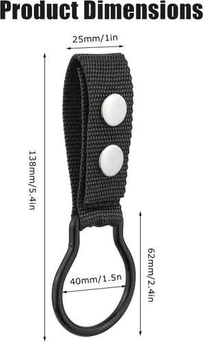 Vista 6 de UIInosoo - Soporte de anillo de linterna de nailon con doble clip para cinturón de servicio, mantiene la linterna de célula D/C