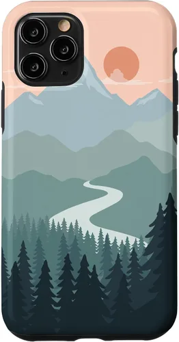 Vista 29 de Boho Chic Pines Forest Mountains Landscape Minimal Sunset Case for iPhone 16