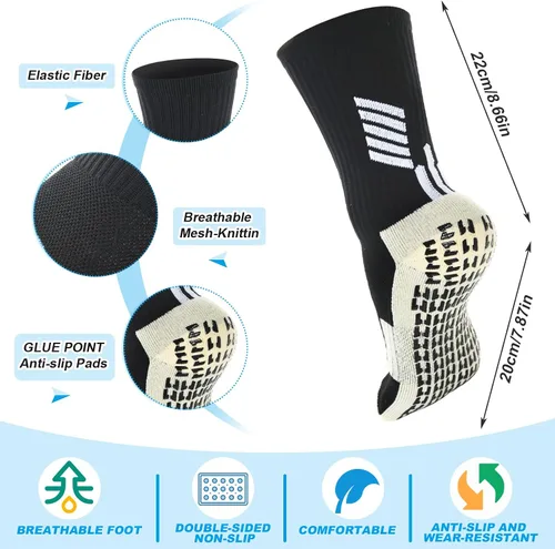 Vista 3 de Jspupifip Calcetines de fútbol antideslizantes, calcetines de fútbol antiampollas, calcetines deportivos con agarre deportivo para hombres, mujeres