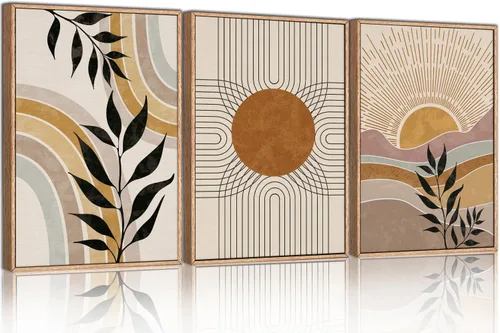 Vista 34 de HPINUB - Lienzo decorativo abstracto moderno para pared, juego de 3 impresiones artísticas enmarcadas, pintura de pared grande en blanco y negro, 16