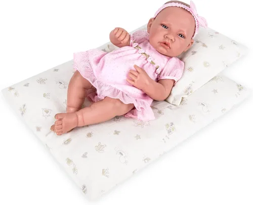 Vista 10 de Juego de 2 piezas de ropa de cama para muñecas de 18 pulgadas, accesorios de ropa de cama con estampado reversible con edredón y almohada, se adapta
