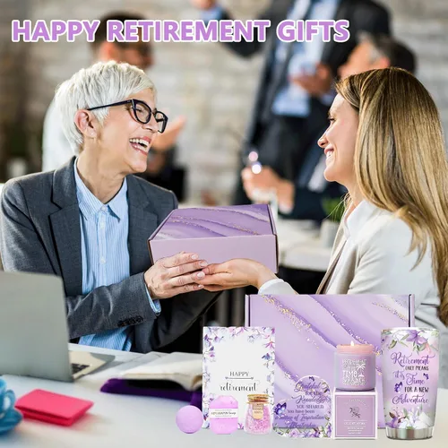 Vista 6 de Regalos de jubilación para mujeres, regalos de Navidad 2023, feliz jubilación para mujer, compañera de trabajo, divertida canasta de regalos