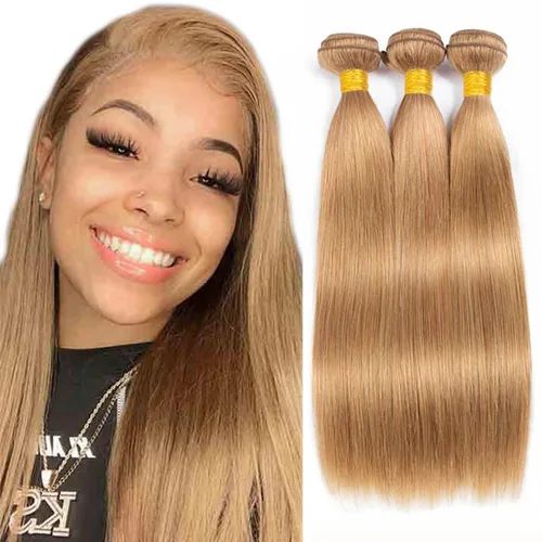 Vista 7 de 300g 1B27 Human Hair Bundles Honey Blonde Bundles Human Hair 10A Brazilian Virgin Remy Hair Extensions 8 10 12 Inch