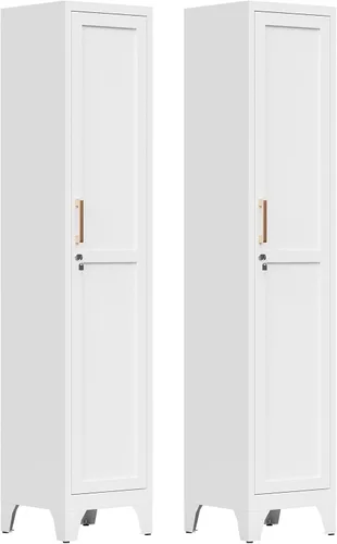 Vista 12 de Mesita de noche tipo casillero de metal negro de 23.6 pulgadas de alto con 1 puerta con cerradura y 1 estante ajustable, armario de almacenamiento
