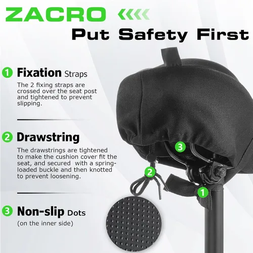 Vista 5 de Zacro Cojín de asiento de bicicleta, funda acolchada de gel para asiento de bicicleta para hombres y mujeres, cómodo, asiento de bicicleta