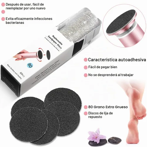 Vista 3 de 120 discos de papel de lija de repuesto para lima eléctrica de pie, herramienta de eliminación de callos de velocidad ajustable, discos