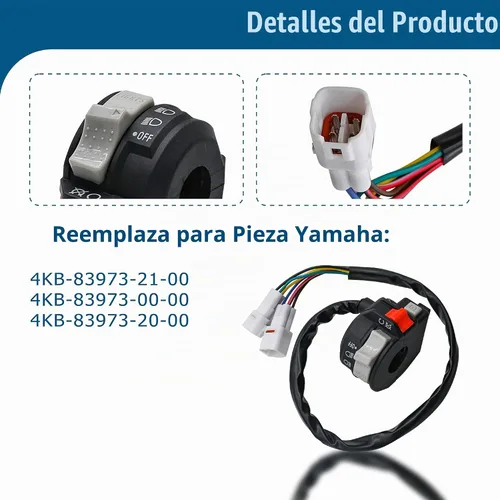 Vista 4 de Interruptor de manillar apto para Yamaha YFM 125 Grizzly Raptor YFM 250 Bear Tracker