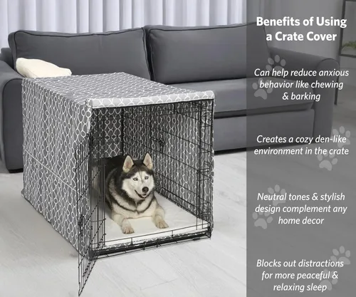 Vista 49 de MidWest Homes for Pets Funda para jaula para perros pequeños con protector de tela Teflon, funda de privacidad de poli-algodón para perrera que se