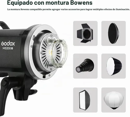 Vista 8 de Godox MS200V MS200-V Studio - Luz estroboscópica de estudio, 200 W, 2.4 G