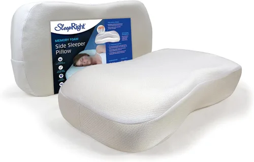 Vista 9 de Splintek SleepRight - Almohada de espuma viscoelástica SleepRight para dormir, la mejor almohada para dormir de lado, tamaño estándar de 24 x 5