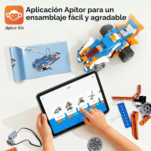 Vista 5 de Apitor Kit de Construcción de Robot X, 12 en 1 Programable con Aplicación, Control Remoto APP, Vehículo RC, Conjunto de Codificación de Robótica