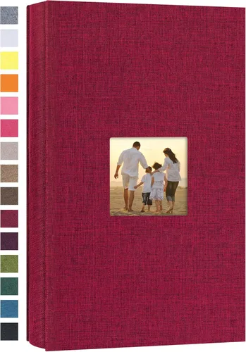 Vista 7 de potricher - Álbum de fotos pequeño para 100 fotos de 4 x 6 pulgadas, con portada de lino con foto, familiar, para bodas, aniversarios, bebés o Beige