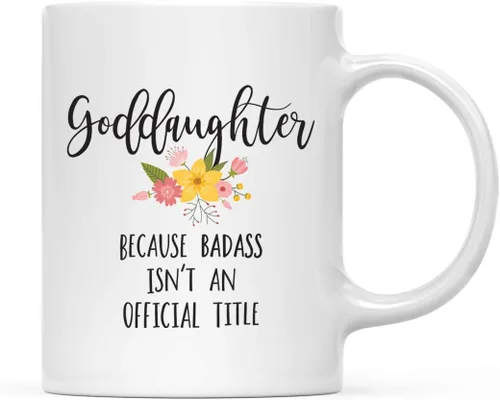 Vista 36 de Andaz Press Taza de café de 11 onzas, regalo de broma, tía porque Badass no es un título oficial, gráfico floral, 1 paquete