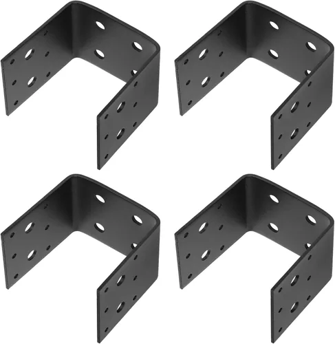 Vista 4 de 4 PCS soportes de base de medio poste negros, compatible con conector de anclaje de poste de 4 x 4, soportes colgantes para viguetas de marco