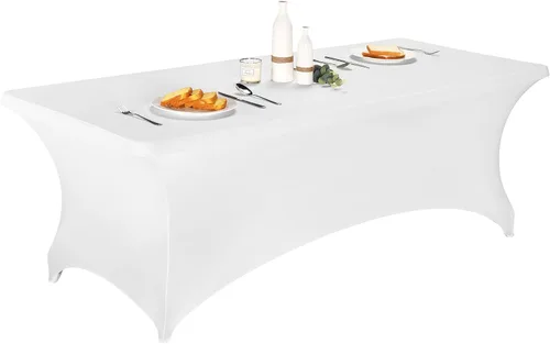 Vista 37 de LZY Mantel de mesa elástico ajustable de elastano para mesa plegable de 4, 6 o 8 pies, mantel rectangular de cóctel, perfecto para fiestas o Manzana