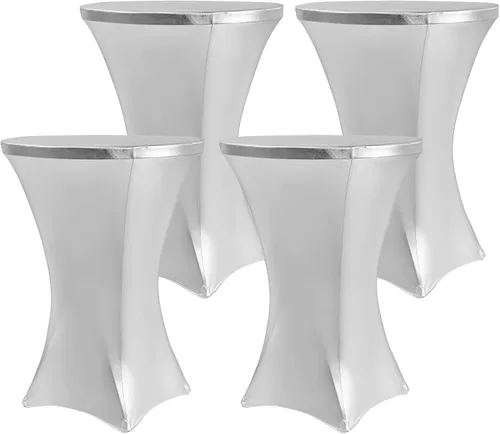 Vista 11 de ANMINY Fundas de mesa de cóctel de 24 x 43 pulgadas, fundas de mesa con estampado de lámina dorada, fundas de mesa de elastano ajustables para barra