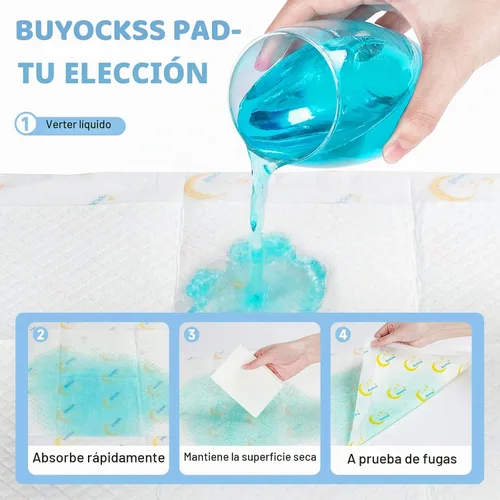 Vista 4 de Cambiadores Desechables para Bebé 100 Unidades Protectores de Incontinencia Forros para Cambio de Pañales Absorción Rápida Suave Transpirable