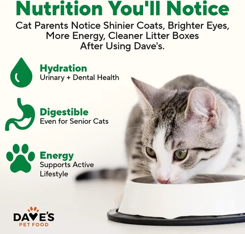 Vista 4 de Dave's Pet Food Alimento húmedo para gatos sin granos (fórmula de pollo), hecho en Estados Unidos, naturalmente saludable, alimentos enlatados