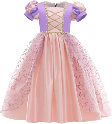 Vista 70 de Disfraz de princesa Sofía Rapunzel para niñas, disfraz de Halloween, Navidad, cumpleaños, fiesta con accesorios