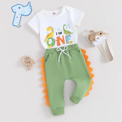 Vista 9 de Traje de cumpleaños para bebé niño de 1 a 5 años, conjunto de camisa y pantalón deportivo, conjunto de 1, 2, 3, 4, 5 años