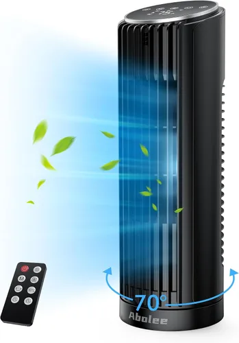 Vista 9 de Abolee Ventilador de torre, ventilador de escritorio de 23 pies/s, ventilador de mesa oscilante de 70° para dormitorio, ventilador de mesa de pie