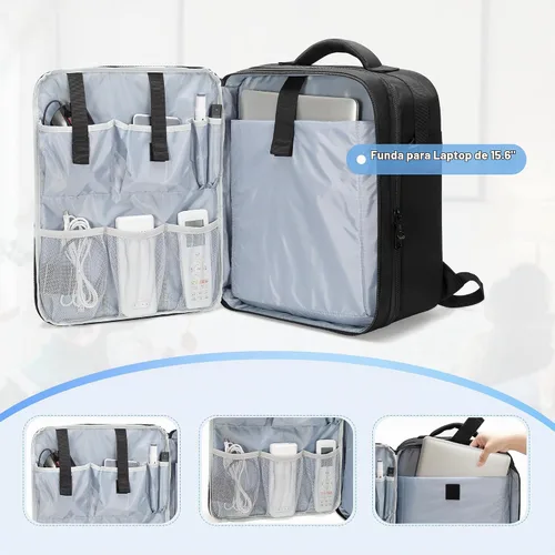 Vista 3 de LUXJA Mochila para proyector con funda para laptop de 15.6 pulgadas