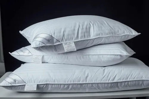 Vista 6 de Mezcla de plumas de ganso con almohadas de cama de poliéster, 100% algodón, soporte suave medio, paquete estándar de 1, rayas blancas