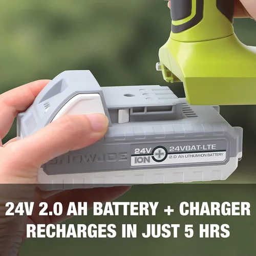 Vista 5 de Sun Joe Mini motosierra inalámbrica iON+ de 24V-HCS-LTE-P1 de 24 voltios, Verde y barra premium SWJ-OIL, aceite de cadena y piñón, lubricación