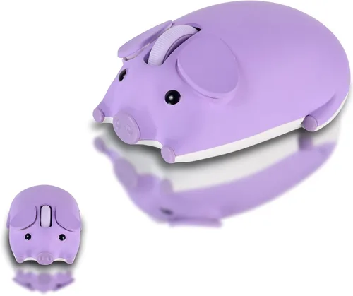 Vista 7 de elec Space Ratón inalámbrico con diseño de cerdo lindo modo dual Bluetooth y ratón USB, funcionamiento silencioso, ergonómico, perfecto
