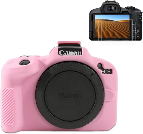Vista 12 de Pocoukate Funda para cámara Canon EOS R50, funda protectora de silicona suave con protector de pantalla Accesorios para Canon EOS R50 Funda