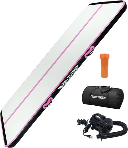 Vista 7 de Alfombrilla inflable para gimnasia Pista de aire para volteretas con bomba eléctrica para gimnasio en casa, yoga, animación, equipo de gimnasia