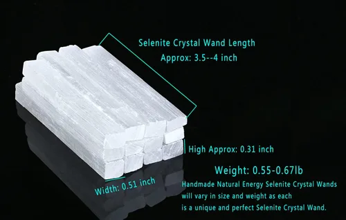 Vista 3 de MAIBAOTA Varita de cristal de selenita de 4 pulgadas, palitos de selenita de cristales a granel, placa de carga de selenita para reiki, suministros