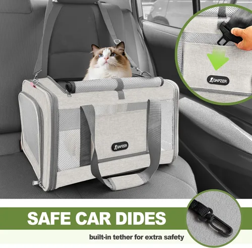 Vista 7 de GAPZER Transportador de gatos aprobado por American Airlines 18x11x11, apertura superior, resistente, suave, bolsa de transporte para mascotas