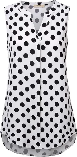 Vista 2 de Timeson Blusa sin mangas de gasa con cuello en V para mujer, camisas de trabajo de oficina