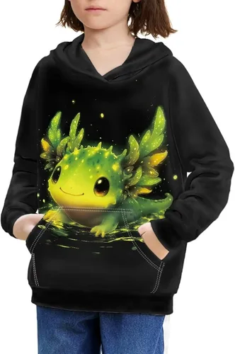 Vista 10 de Ystardream - Sudaderas para niñas adolescentes con bolsillo, sudaderas de manga larga para niños 0 Lindo Axolotl Rosa