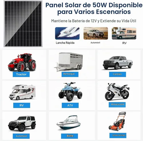 Vista 2 de TBER - Kit de panel solar de 50 W/12 V con controlador de carga de 10 A, cargador de batería solar monocristalino para mantenimiento de batería