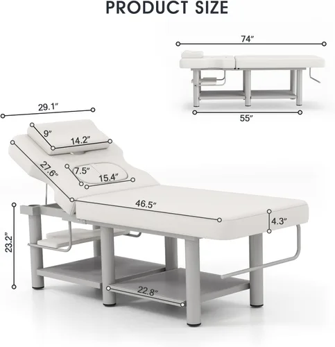 Vista 5 de Mesa resistente del masaje del metal con el respaldo para el spa Gris