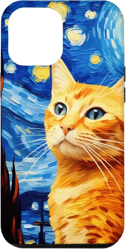 Vista 26 de Orange Tabby Cat Starry Night Vincent Van Gogh - Carcasa para iPhone 17