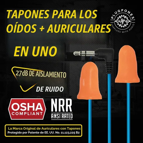 Vista 2 de Tapones para orejas/audífonos – 1.ª generación (naranja) Plugfones